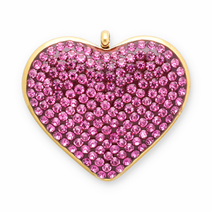 Stainless Steel - Rostfrei Stahl Anh&auml;nger Herz Gold-dark pink