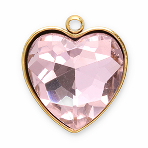 Stainless Steel - Rostfrei Stahl Anh&auml;nger Facet Herz Gold-pink