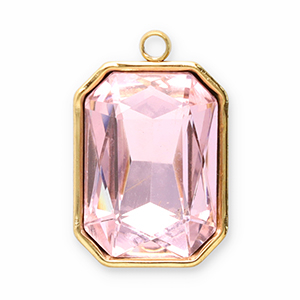 Stainless Steel - Rostfrei Stahl Anh&auml;nger Facet Rechteck Gold-pink