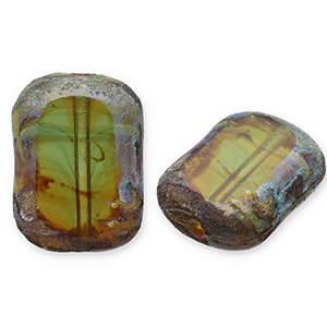 B&ouml;hmische Perlen TCB Rechteck 12x9mm Peridot-topaz