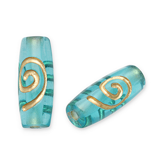 Acrylperlen Tube Teal blue-gold