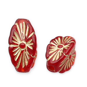 Acrylperlen Oval Red-gold