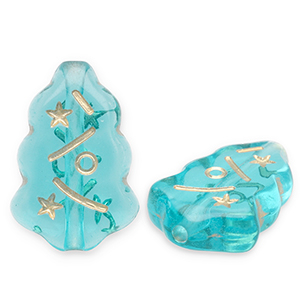 Acrylperlen Weihnachtsbaum Teal blue-gold
