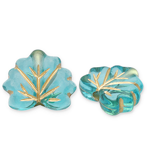 Acrylperlen Blatt Teal blue-gold