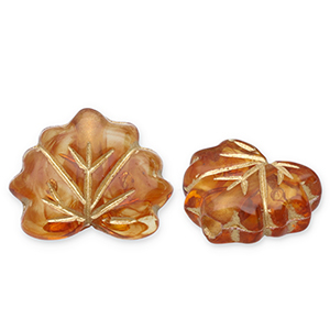 Acrylperlen Blatt Cognac brown-gold