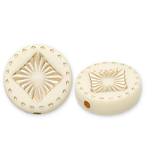 Acrylperlen Disc mit Viereck Off white-gold