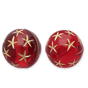 12 mm Acrylperlen Rund mit Stern Red-gold