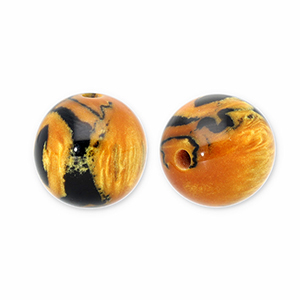 Resin Perlen mit Glitzer 12mm Burnt orange-gold-black
