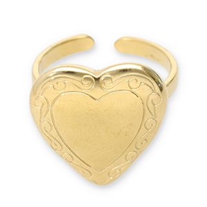 Ringe aus Stainless Steel - Rostfreiem Stahl Herz Gold