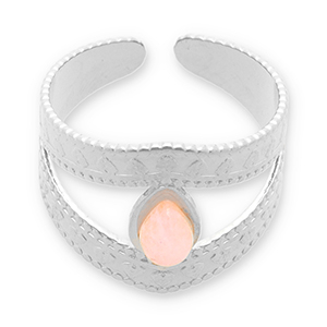 Ringe aus Stainless Steel - Rostfreiem Stahl mit Naturstein Silver-light pink