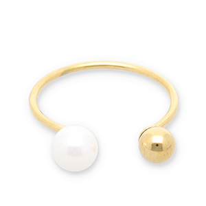 Ringe aus Stainless Steel - Rostfreiem Stahl Perlen Gold-white