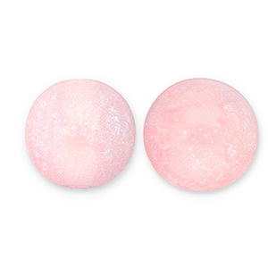 12 mm Acrylperlen mit Glitzer Light pink-turquoise