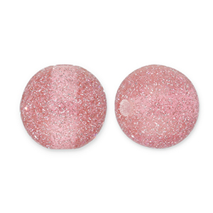 12 mm Acrylperlen mit Glitzer Mauve pink-silver
