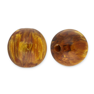 Resin Perlen mit Glitzer 14mm Topaz brown-gold