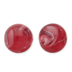 12 mm Acrylperlen Rund Red-white