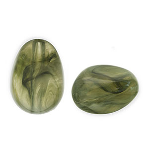 Acrylperlen Eierf&ouml;rmig Olive green