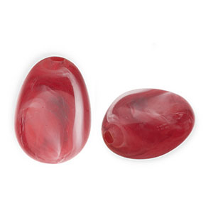 Acrylperlen Eierf&ouml;rmig Red-white