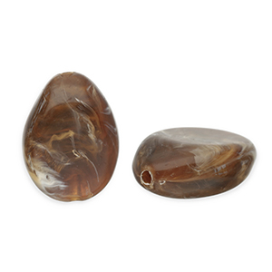 Acrylperlen Tropfenform Dark brown-white