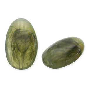 Acrylperlen Lang Oval Olive green
