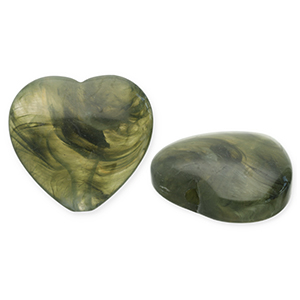 Acrylperlen Herz Olive green