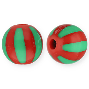12 mm Acrylperlen mit Streifen Red-green