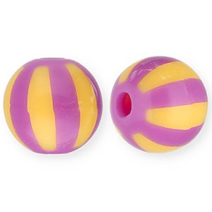 12 mm Acrylperlen mit Streifen Purple-light orange