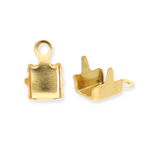 Stainless Steel - Rostfreiem Stahl Schmuckzubeh&ouml;r Endkappen f&uuml;r Strass Ketten 3mm Gold