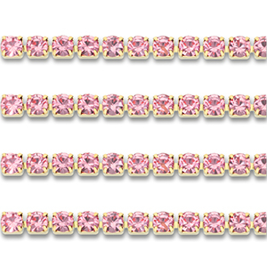Strass Ketten aus Stainless Steel - Rostfreiem Stahl 3mm Gold-pink