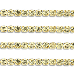 Strass Ketten aus Stainless Steel - Rostfreiem Stahl 3mm Gold-champagne