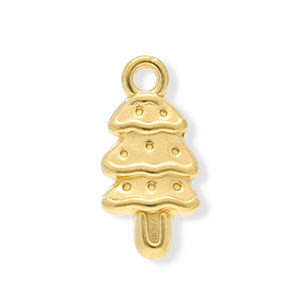 Stainless Steel - Rostfrei Stahl Anh&auml;nger Weihnachtsbaum Gold