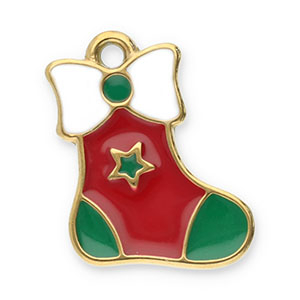 Stainless Steel - Rostfrei Stahl Anh&auml;nger Weihnachtsstr&uuml;mpf Gold-red-green-white