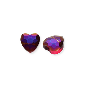 Fashion Facett Perlen Herz Burgundy red-AB coating