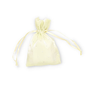 Schmuckbeutel Satin mit Strass Vanilla yellow-silver