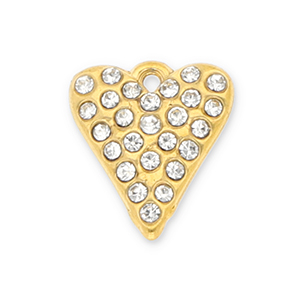 Stainless Steel - Rostfrei Stahl Anh&auml;nger Herz mit Strass Gold-transparent