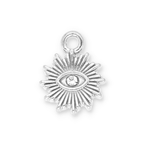 Stainless Steel - Rostfrei Stahl Anh&auml;nger Sonne Auge der Vorsehung mit Strass Silver-transparent