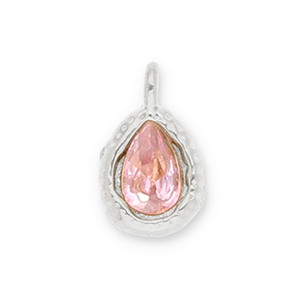 Stainless Steel - Rostfrei Stahl Anh&auml;nger Tropfenform mit Facet Silver-light pink