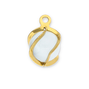 Stainless Steel - Rostfrei Stahl Anh&auml;nger Rund Cat's Eye Gold-milky white