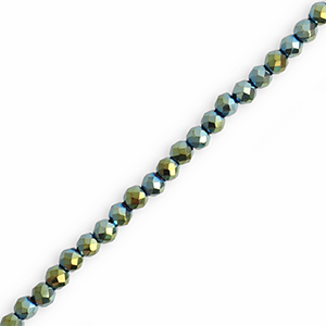 Top Glas Facett Perlen Rund 3mm Multicolour green-AB coating