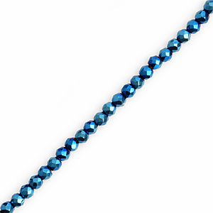 Top Glas Facett Perlen Rund 3mm Metallic teal blue