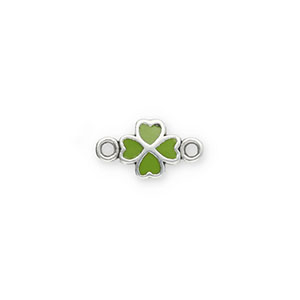 Metall Anh&auml;nger DQ Zwischenst&uuml;ck Gl&uuml;cksklee Antik silber-green (Nickelfrei)