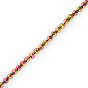 H&auml;matit Perlen Rund 6mm Facett Geschliffen Pink-yellow-AB coating