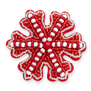 Broschen Schneeflocke Red-white-silver
