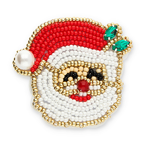 Broschen Weihnachtsmann Red-white-gold