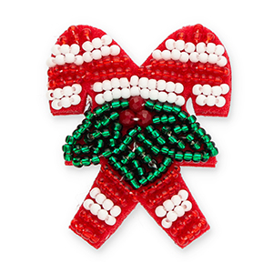 Broschen Zuckerstangen mit Tannenzweigen Red-green-white