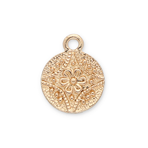 Metall Anh&auml;nger Rund mit Blume Gold