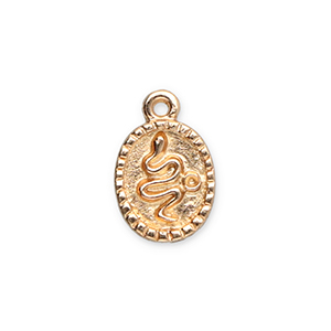 Metall Anh&auml;nger Oval mit Schlange Gold