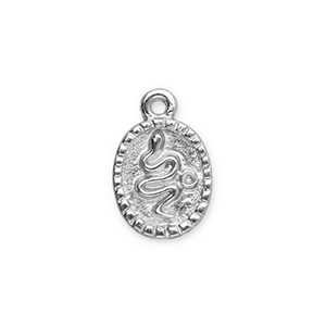Metall Anh&auml;nger Oval mit Schlange Silver