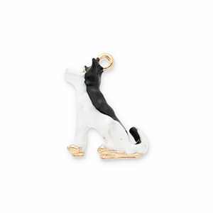 Metall Anh&auml;nger Hund Gold-black-white