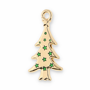 Metall Anh&auml;nger Weihnachtsbaum Gold-green