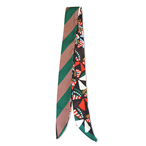 Bandana Schal Blumen / Schr&auml;ge Linien Black-red-green-brown